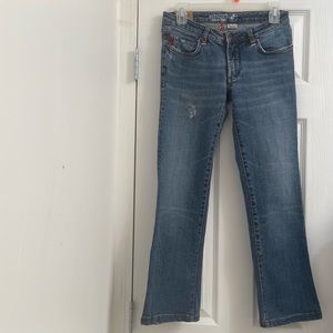 Parasuco Denim Cult women distressed ankle length blue jeans. Size 28. Used.